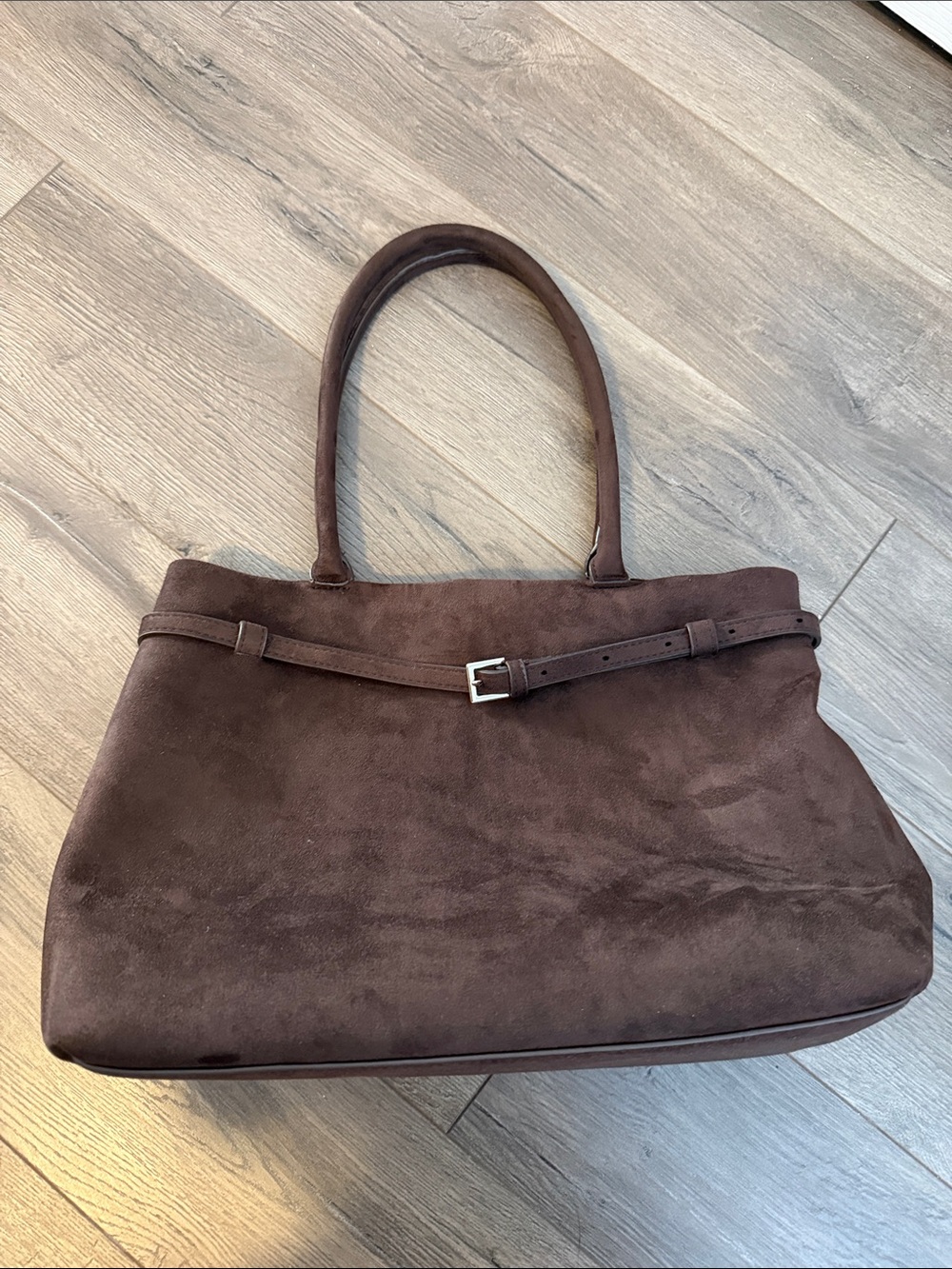 Abercrombie & Fitch Dark Brown Suede Tote Shoulder Bag